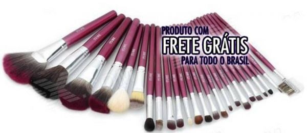 Kit 24 pinceis pink/bordô Tube